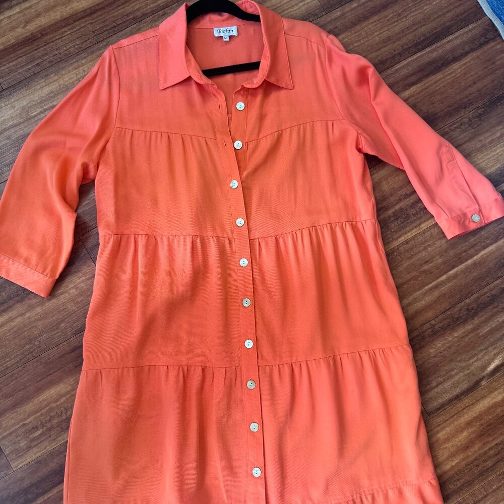 Toofan orange dress - generous/oversized M 100% Tencel